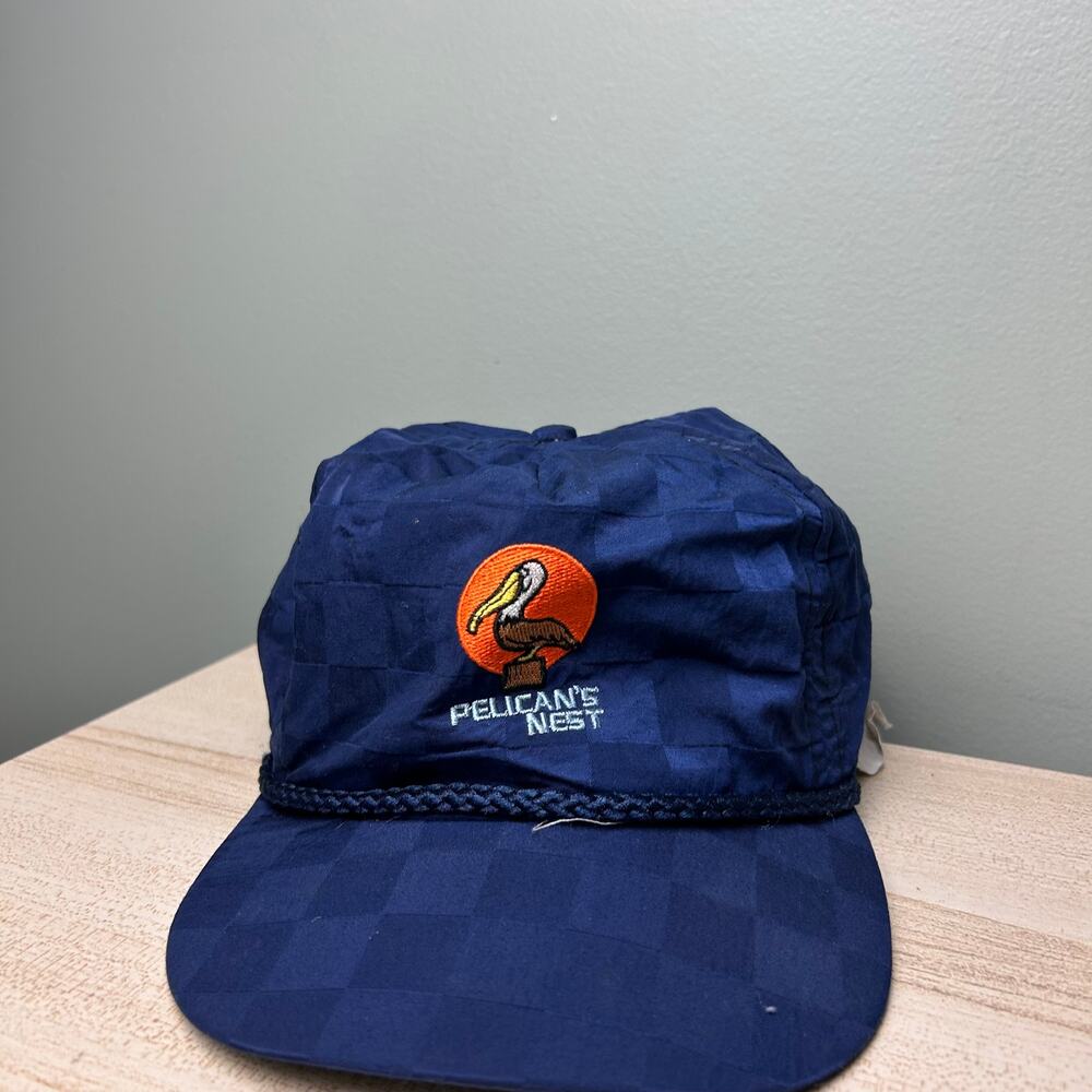Vintage Pelican's Nest Golf Hat Imperial Headwear Nylon Rope Cap Snapback Blue - Picture 2 of 8